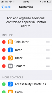 iOS 11 Control Centeri muutmine min