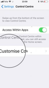 iPhone customise controls