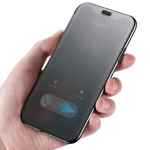 iPhone X kaaned Baseus Touchable Case TPU Flip kaitseklaasiga must 1