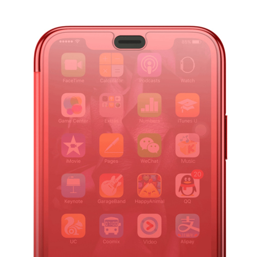 iPhone X kaaned Baseus Touchable Case TPU Flip kaitseklaasiga punane 4