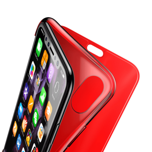iPhone X kaaned Baseus Touchable Case TPU Flip kaitseklaasiga punane 7