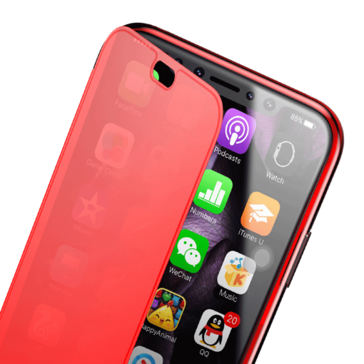 iPhone X kaaned Baseus Touchable Case TPU Flip kaitseklaasiga punane 8