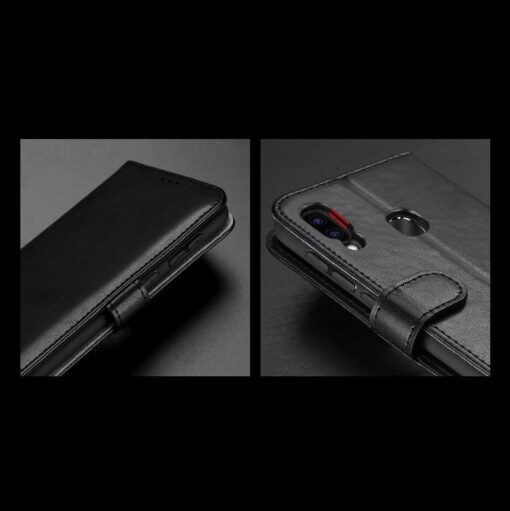 Samsung A40 kolme kaarditaskuga nahast kaaned musta värvi 13