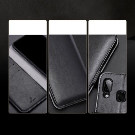Samsung A40 kolme kaarditaskuga nahast kaaned musta värvi 14