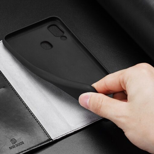 Samsung A40 kolme kaarditaskuga nahast kaaned musta värvi 6