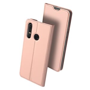 Huawei P30 Lite kunstnahast kaaned koos kaarditaskuga roosa värvi DUX DUCIS