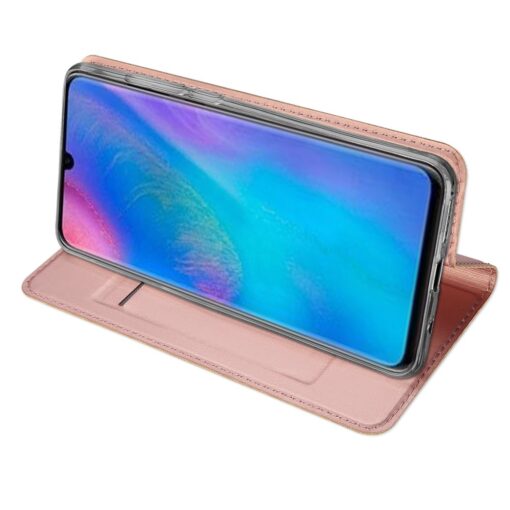 Huawei P30 Lite kunstnahast kaaned koos kaarditaskuga roosa värvi DUX DUCIS 5