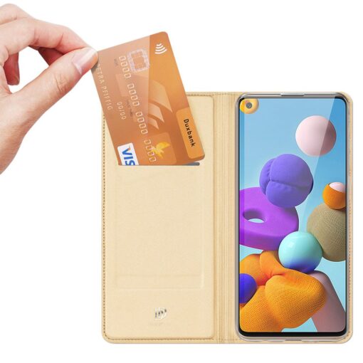 Samsung A21S kaaned kunstnahast klapiga ja kaarditaskuga DUX DUCIS 12