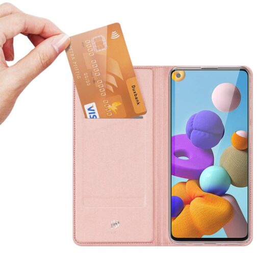 Samsung A21S kaaned roosat värvi kaarditaskuga dux ducis 16