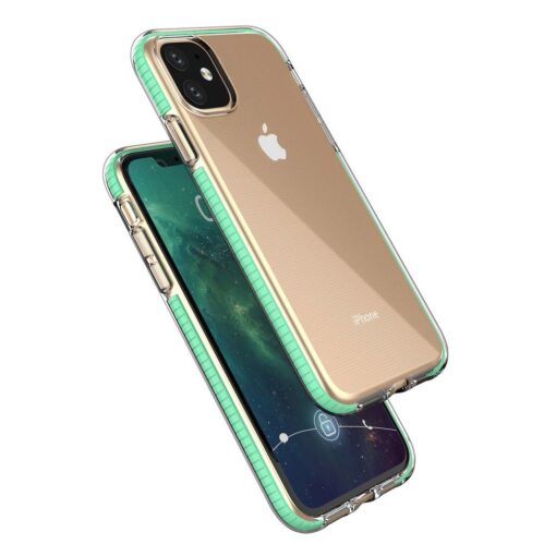 iPhone 11 läbipaistev silikoonist ümbris helesinise servaga 1