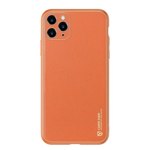 iPhone 11 Pro ümbris YOLO kunstnahast ja silikoonist servadega oranž 12