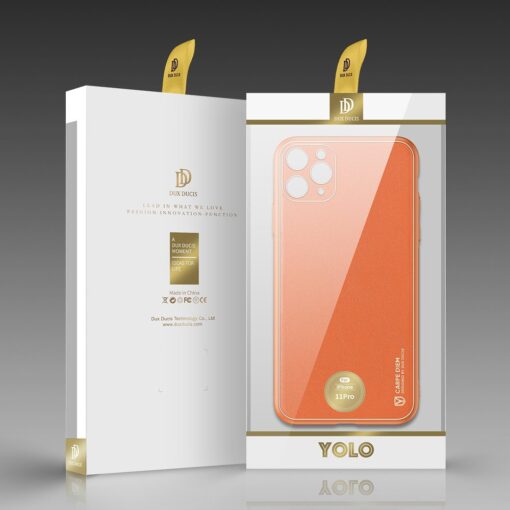 iPhone 11 Pro ümbris YOLO kunstnahast ja silikoonist servadega oranž 4