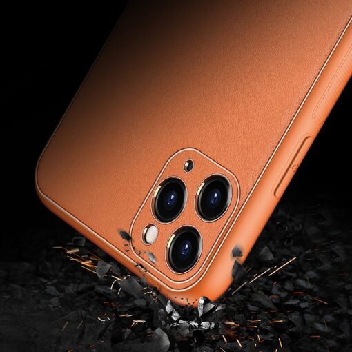 iPhone 11 Pro ümbris YOLO kunstnahast ja silikoonist servadega oranž 8