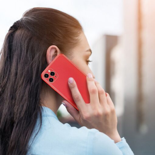 iPhone 11 Pro ümbris YOLO kunstnahast ja silikoonist servadega punane 10
