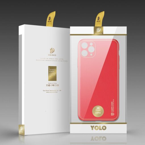 iPhone 11 Pro ümbris YOLO kunstnahast ja silikoonist servadega punane 4