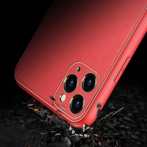 iPhone 11 Pro ümbris YOLO kunstnahast ja silikoonist servadega punane 8