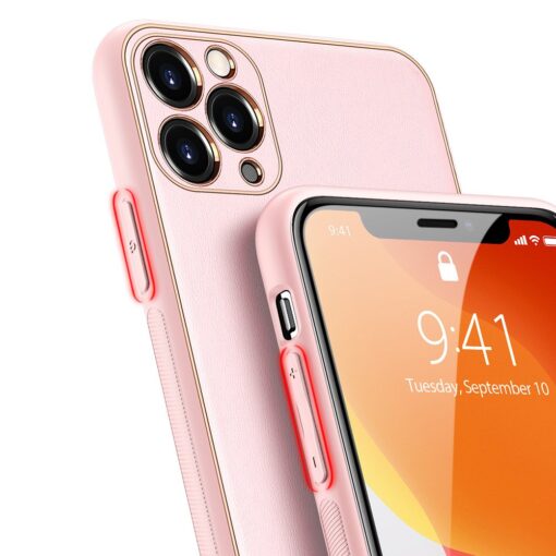 iPhone 11 Pro ümbris YOLO kunstnahast ja silikoonist servadega roosa 3