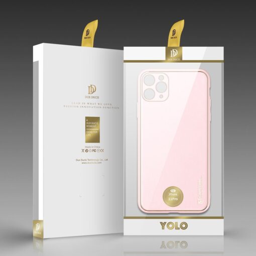 iPhone 11 Pro ümbris YOLO kunstnahast ja silikoonist servadega roosa 4