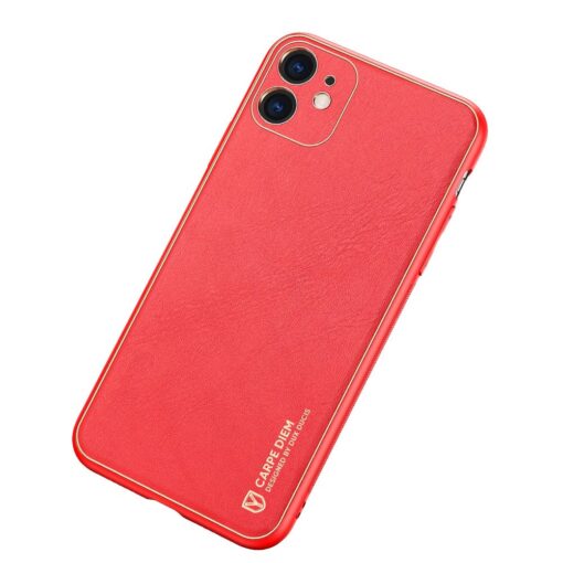 iPhone 11 ümbris YOLO kunstnahast ja silikoonist servadega punane 1