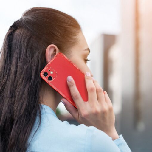 iPhone 11 ümbris YOLO kunstnahast ja silikoonist servadega punane 10