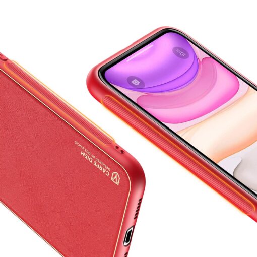 iPhone 11 ümbris YOLO kunstnahast ja silikoonist servadega punane 5