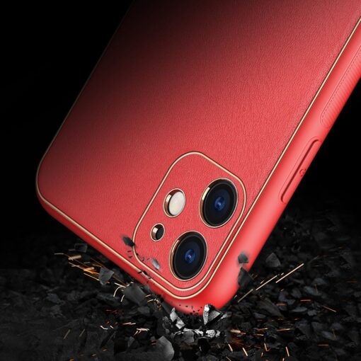 iPhone 11 ümbris YOLO kunstnahast ja silikoonist servadega punane 8