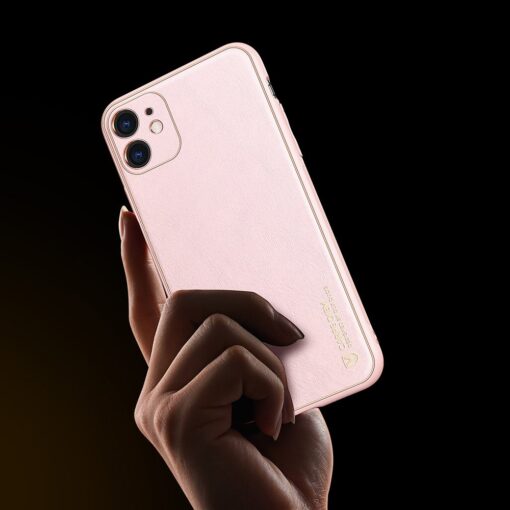 iPhone 11 ümbris YOLO kunstnahast ja silikoonist servadega roosa 5