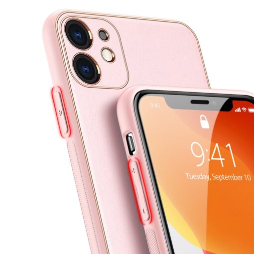 iPhone 11 ümbris YOLO kunstnahast ja silikoonist servadega roosa 7