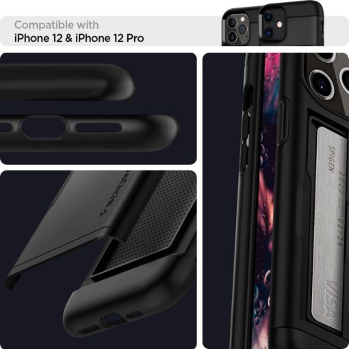 iPhone 12 12 Pro Spigen Slim Armor Cs kaarditaskuga ümbris silikoonist ja plastikust