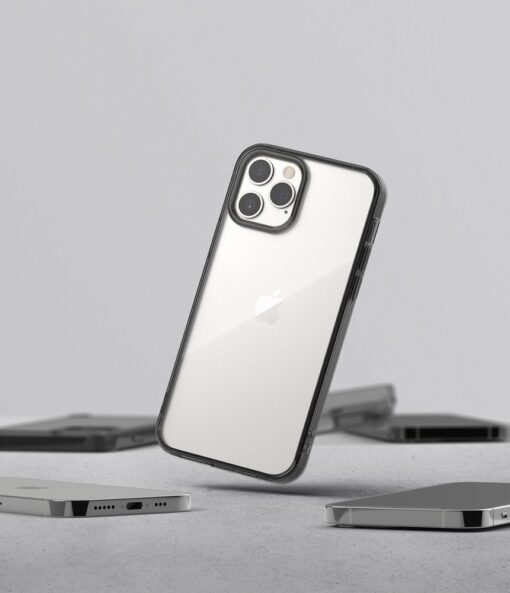 iPhone 12 12 Pro kaaned Ringke Fusion plastikust ja silikoonist raamiga hall 9