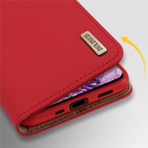 iPhone 12 iPhone 12 Pro kaaned päris nahast kaarditasku rahataskuga DUX DUCIS Wish punane 13