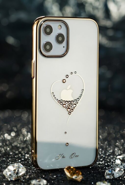 iPhone 12 iPhone 12 Pro ümbris Kingxbar Wish elastsest plastikust Swarowski kristallikestega kuldne 11