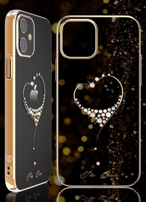 iPhone 12 iPhone 12 Pro ümbris Kingxbar Wish elastsest plastikust Swarowski kristallikestega must 5