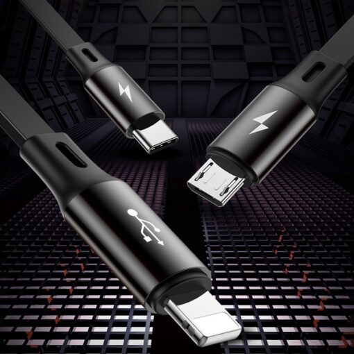3in1 laadija juhe Micro USB Lightning USB C 1.2m Baseus Golden CAMLT JH01 must 9