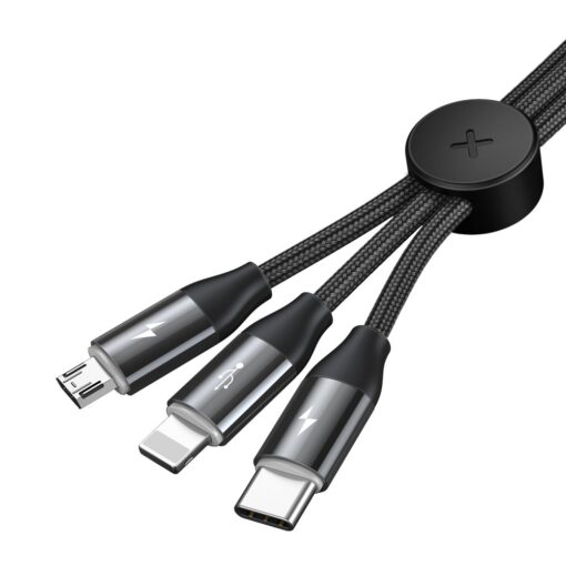 3in1 laadija juhe nailonist Micro USB Lightning USB C Baseus 1m 3w1 CAMLT FX01 must 1