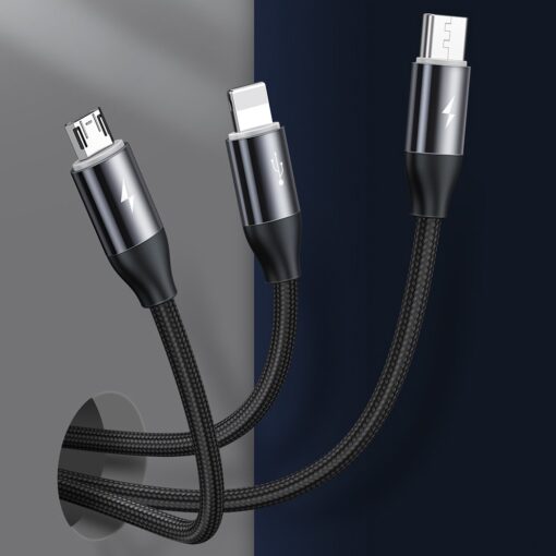 3in1 laadija juhe nailonist Micro USB Lightning USB C Baseus 1m 3w1 CAMLT FX01 must 8