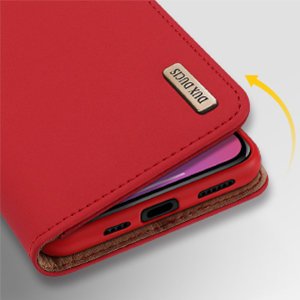 iPhone 12 Pro Max kaaned päris nahast kaarditasku rahataskuga DUX DUCIS Wish punane 12