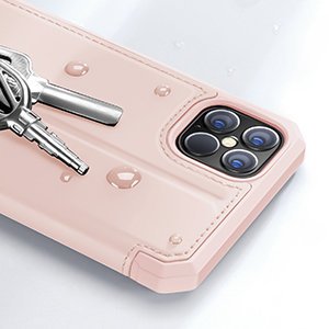 iPhone 12 Pro Max kunstnahast kaaned kaarditaskuga DUX DUCIS Skin X roosa 12