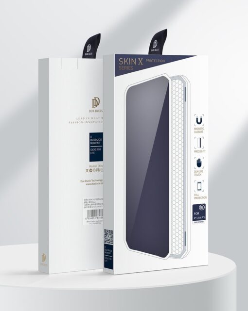 iPhone 12 Pro Max kunstnahast kaaned kaarditaskuga DUX DUCIS Skin X sinine 4