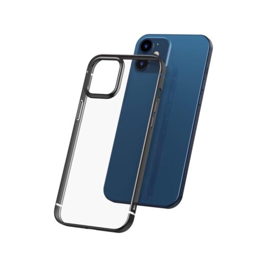 iPhone 12 Pro Max silikoonist ümbris läikivate servadega Baseus Shining Case silikoonist must
