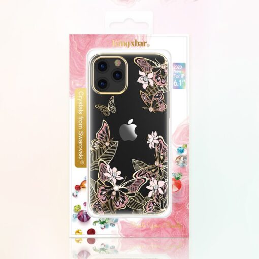 iPhone 12 iPhone 12 Pro umbris Kingxbar Butterfly elastsest plastikust Swarowski kristallikestega lilla 4