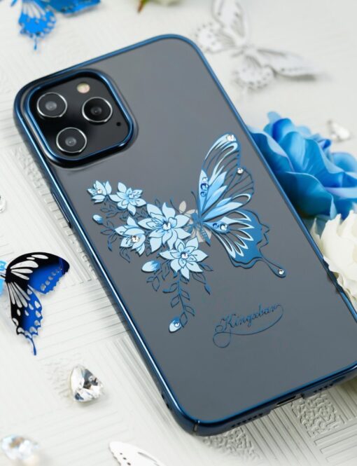 iPhone 12 iPhone 12 Pro umbris Kingxbar Butterfly elastsest plastikust Swarowski kristallikestega sinine 9
