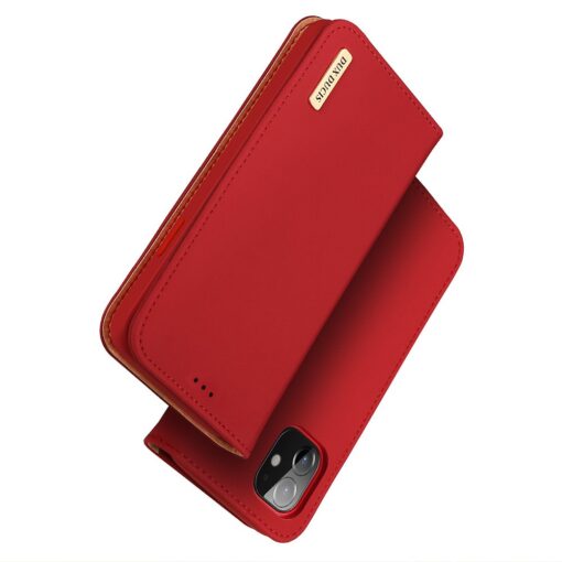 iPhone 12 mini kaaned päris nahast kaarditasku rahataskuga DUX DUCIS Wish punane 1