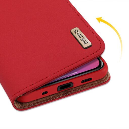 iPhone 12 mini kaaned päris nahast kaarditasku rahataskuga DUX DUCIS Wish punane 6