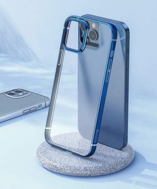 iPhone 12 mini silikoonist ümbris läikivate servadega Baseus Shining Case silikoonist sinine 3