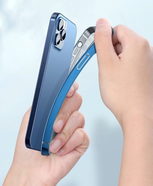 iPhone 12 mini silikoonist ümbris läikivate servadega Baseus Shining Case silikoonist sinine 9