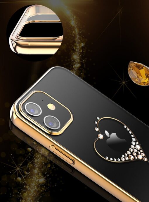 iPhone 12 mini umbris Kingxbar Wish elastsest plastikust Swarowski kristallikestega kuldne 6