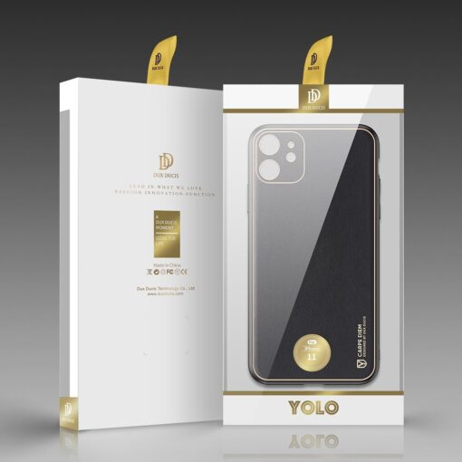 iPhone 12 mini ümbris YOLO kunstnahast ja silikoonist servadega must 4