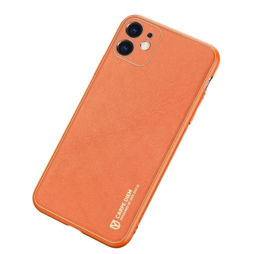 iPhone 12 mini ümbris YOLO kunstnahast ja silikoonist servadega oranž 1