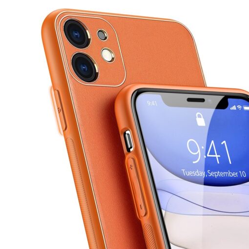 iPhone 12 mini ümbris YOLO kunstnahast ja silikoonist servadega oranž 3